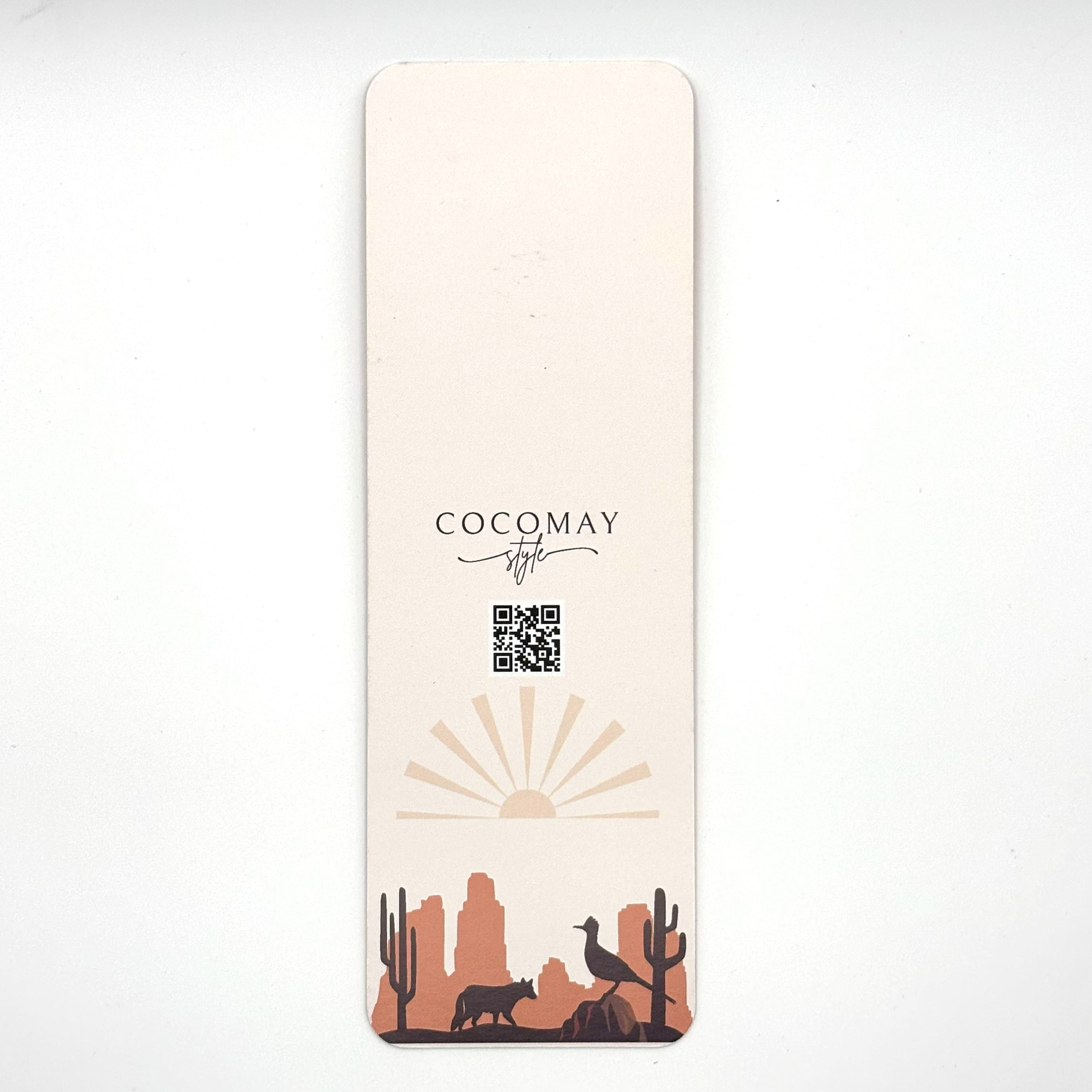Bookmark with desert cactus landscape on a cream background
