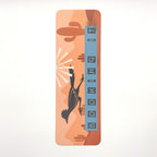 Bookmark with roadrunner cactus landscape and quote "booking it" on an orange background