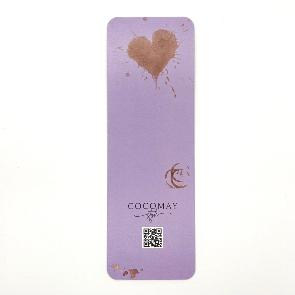 Bookmark with a coffee heart watercolor design on a purple background