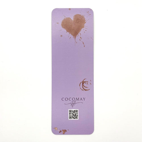 Bookmark with a coffee heart watercolor design on a purple background