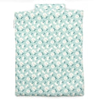 E-Reader sleeve with floral patterned fabric on a light blue background