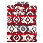 E-Reader sleeve with red and white patterned fabric with geometric design