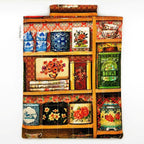 E-Reader sleeve with colorful tea tins displayed on a shelf pattern